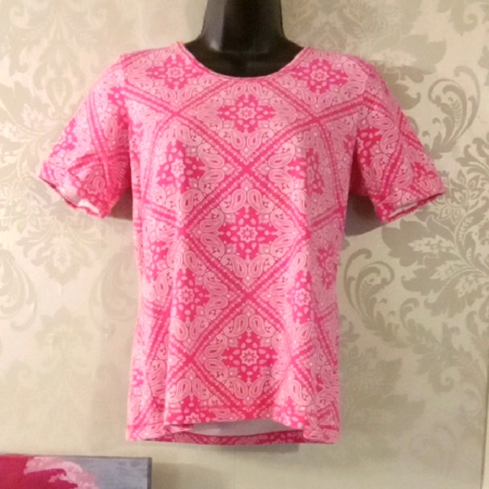 Denim&Co Pink Cuffed Sleeve Boxy Tee